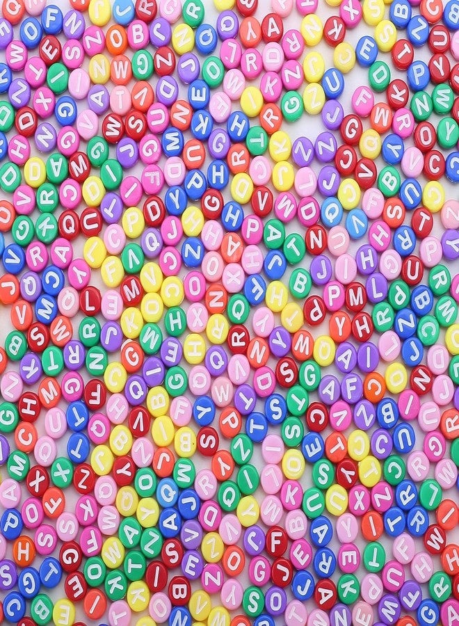 Dhruv Crafts Acrylic Round A to Z Alphabet Letter Beads Multicolor 6mm for Jewellery Making, DIY Bracelets, Necklace, Key Chains and Kids Jewellery (500 Pieces, 7x4mm Alphabet) - Image 1